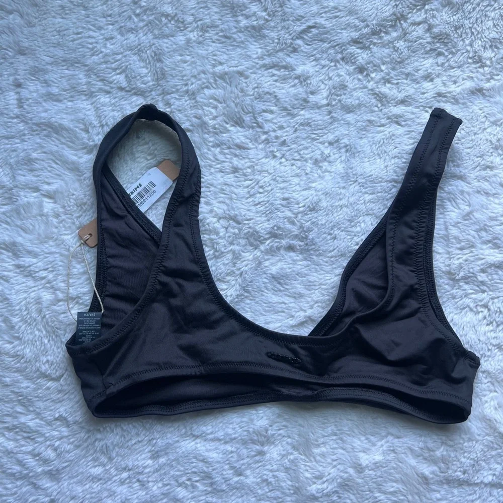 SKIMS Signature Swim Plunge Triangle Top Onyx Black BT-PLG-7500W Women Small NWT
